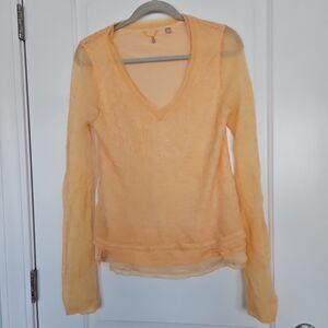 Anthropologie Knitted&Knotted Alessia Sweater Layered‎ Alpaca Wool Orange Cozy M